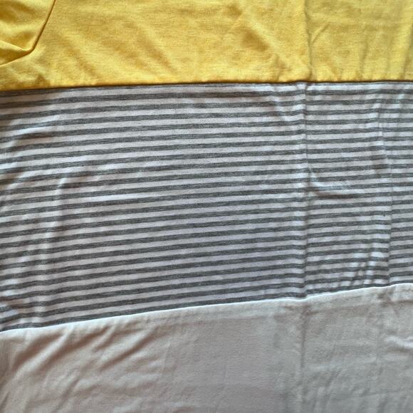 YunJey Yellow Gray White Tri Color Block Stripe Short Sleeve Top Plus 2XL Womens - Picture 9 of 13